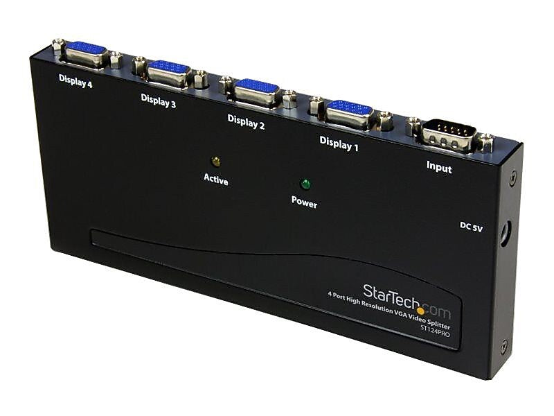 Startech® ST124PRO High Resolution VGA Video Splitter, 350 MHz, 4 Ports