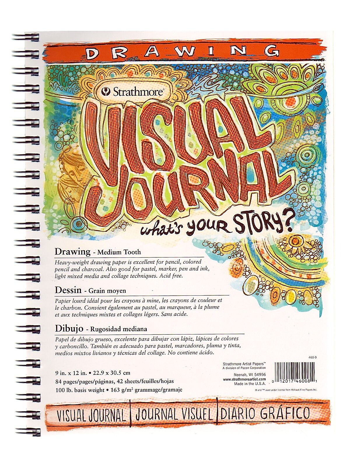 Strathmore 12" x 9" Spiral Bound Drawing Sketch Book, 42 Sheets/Book, 2/Pack (98463-PK2)
