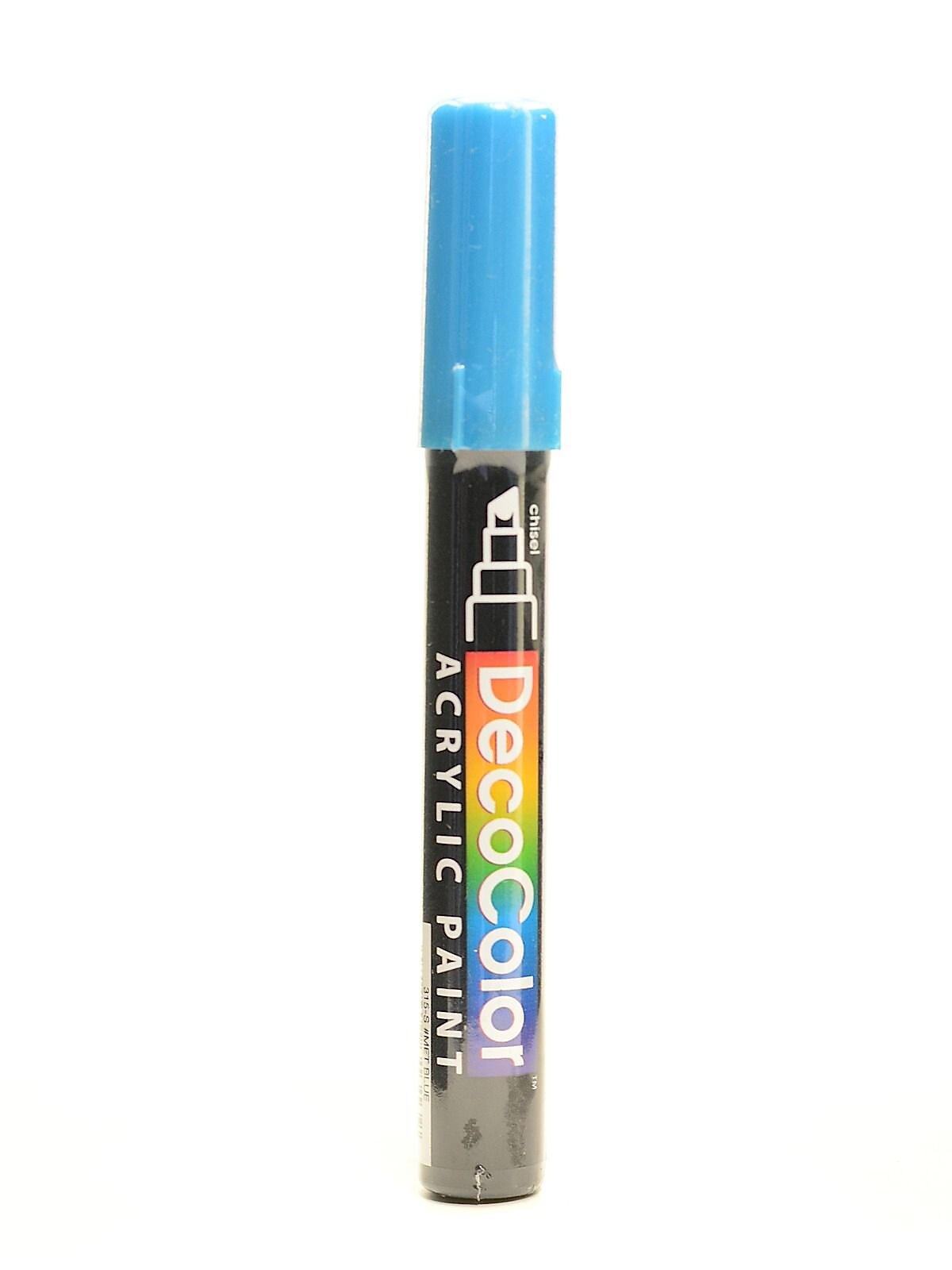 Marvy Uchida Decocolor Acrylic Paint Markers Metallic Blue Chisel Tip [Pack Of 6]