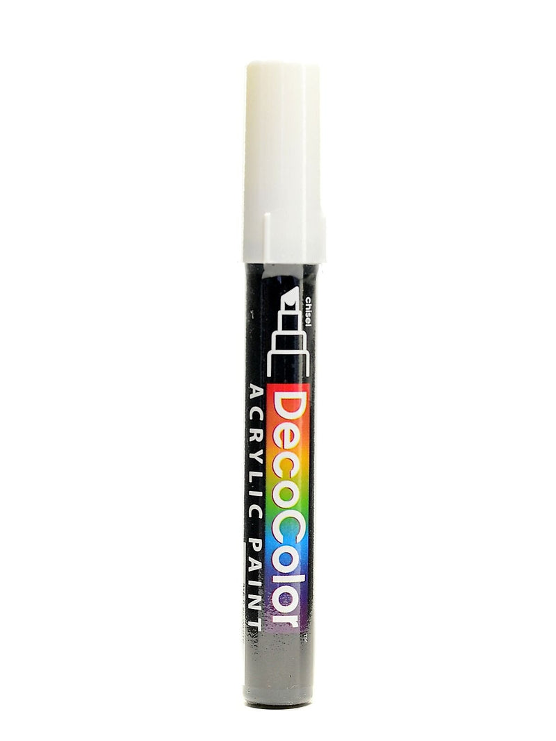 Marvy Uchida Decocolor Acrylic Paint Markers white chisel tip [Pack of 6]