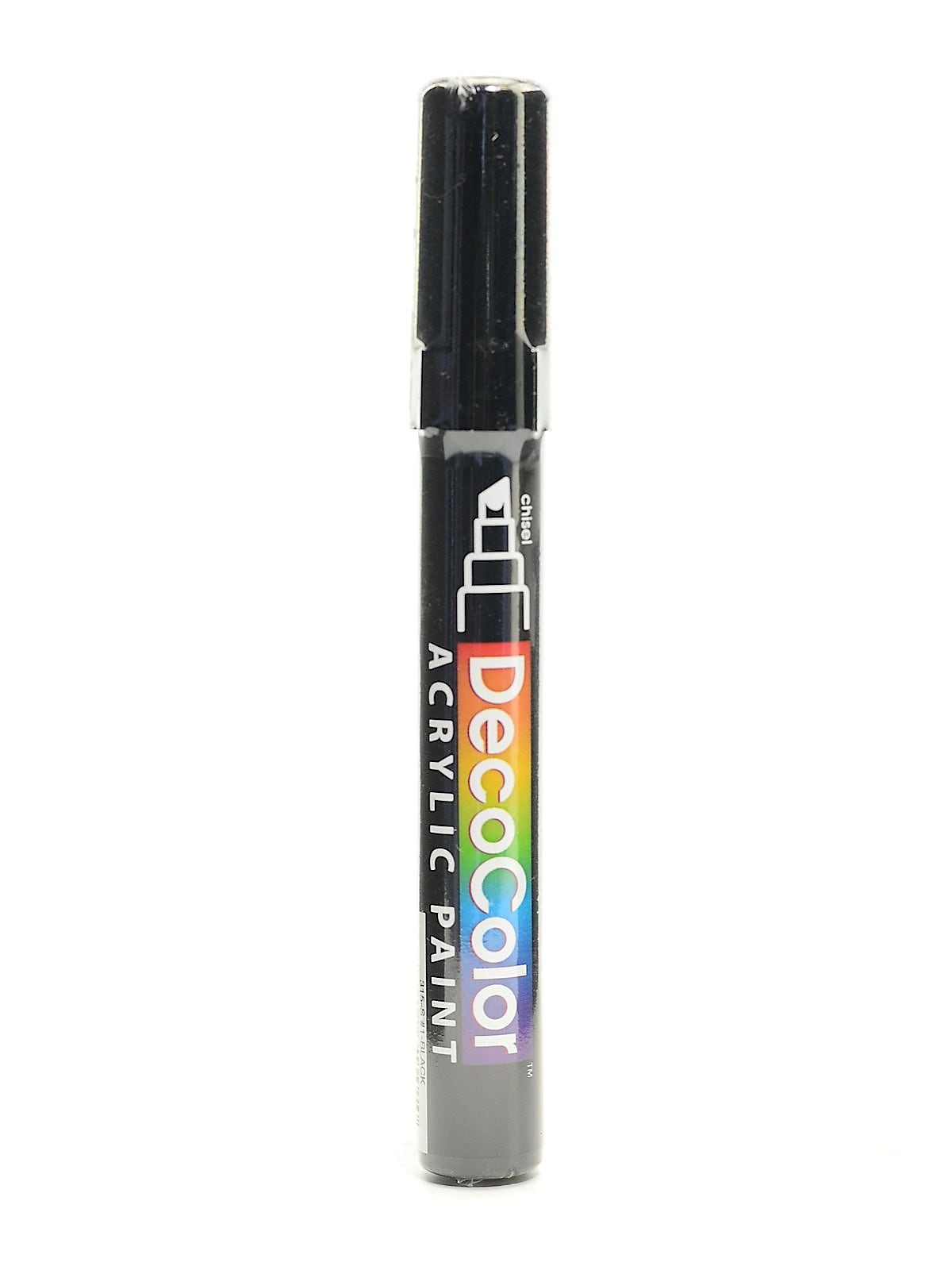 Marvy Uchida Decocolor Acrylic Paint Markers, Black Chisel Tip, 6/Pack (63536-PK6)