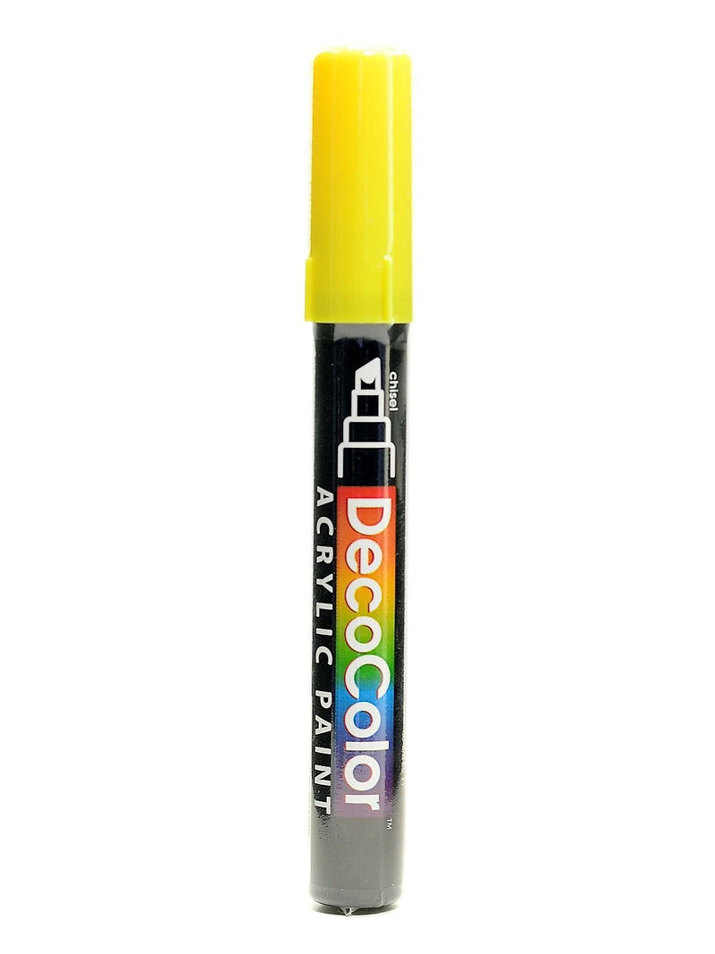 Marvy Uchida Decocolor Acrylic Paint Markers yellow chisel tip [Pack of 6]
