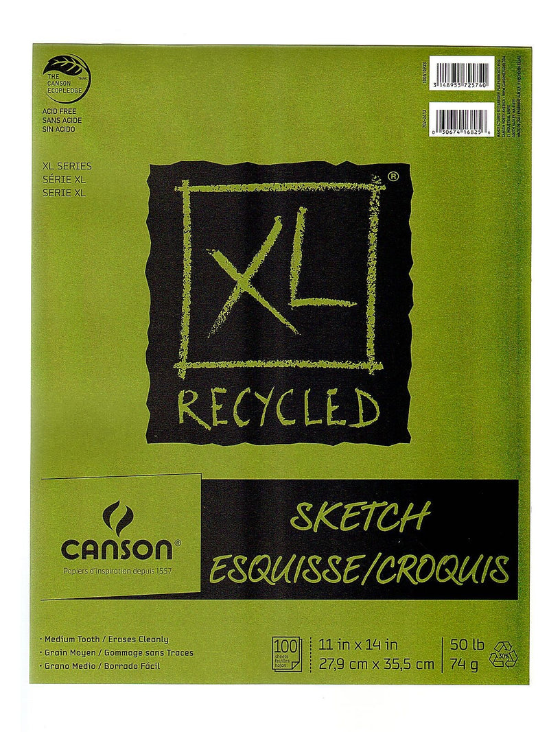 Canson XL Recycled 11" x 14" Hard Bound Sketch Pad, 100 Sheets/Pad, 3/Pack (96472-PK3)