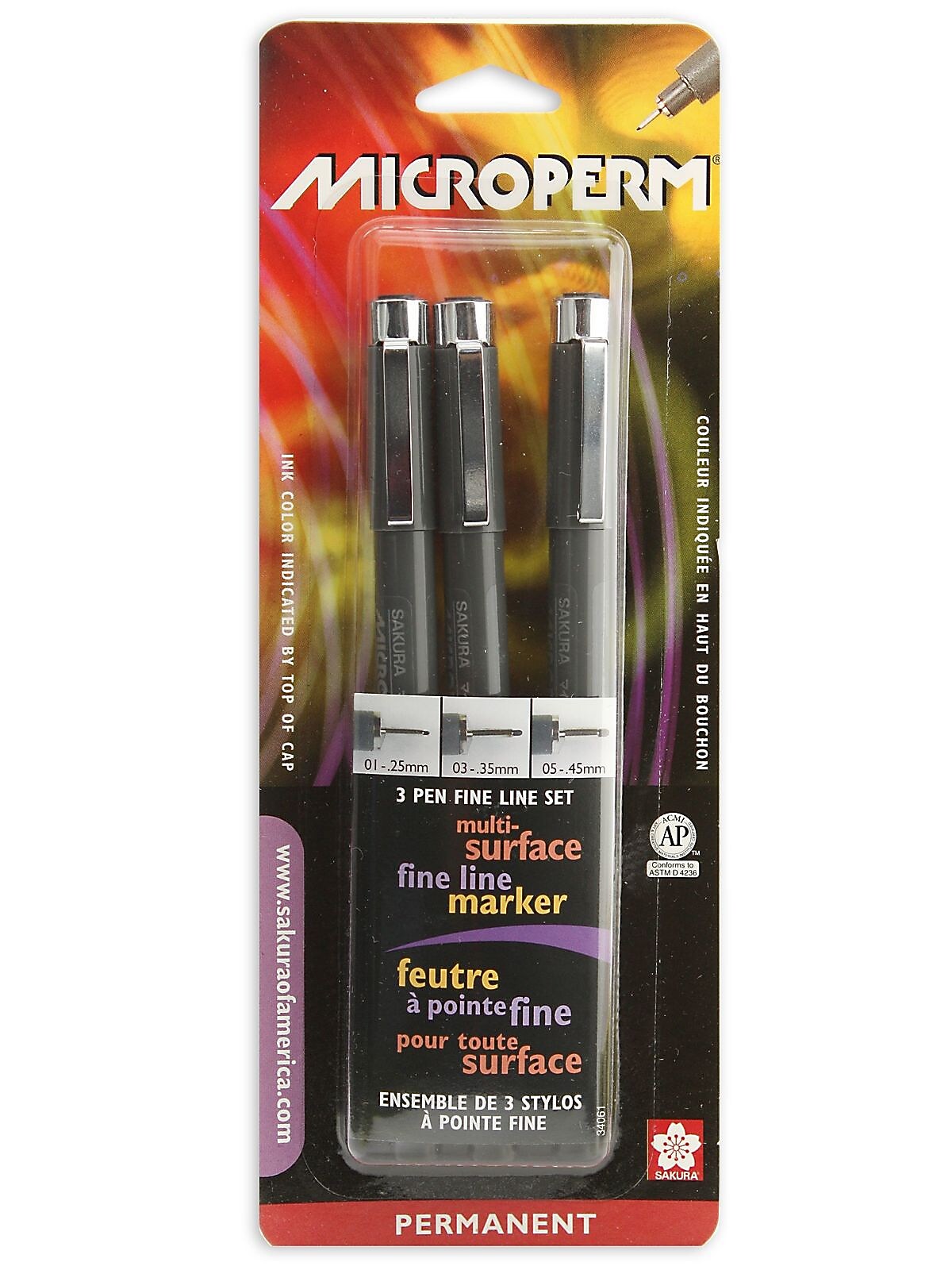 Sakura Microperm Fine-Line Pen Set, 3/Pack (