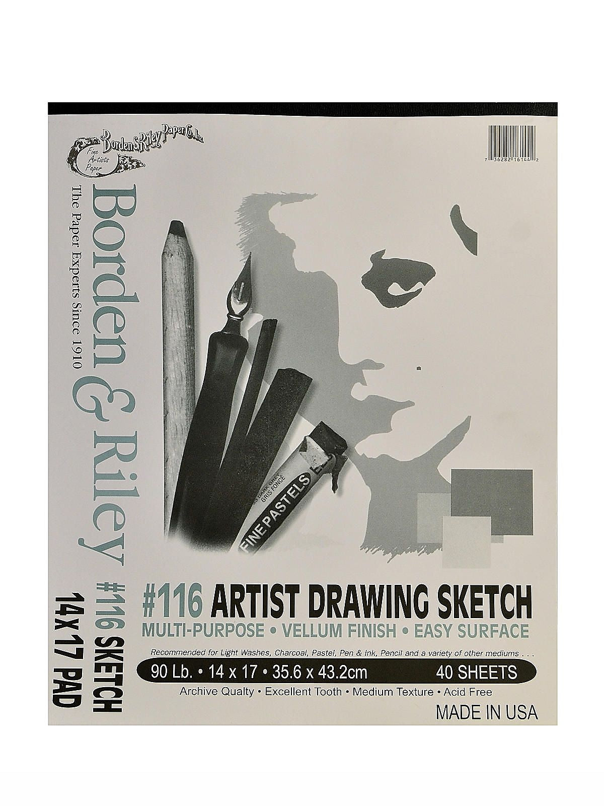 Borden 14" x 17" Sketch Pad, 40 Sheets/Pad, 2/Pack (62582-PK2)