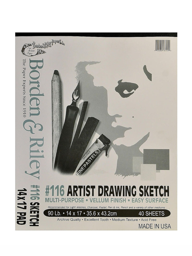 Borden 14" x 17" Sketch Pad, 40 Sheets/Pad, 2/Pack (62582-PK2)