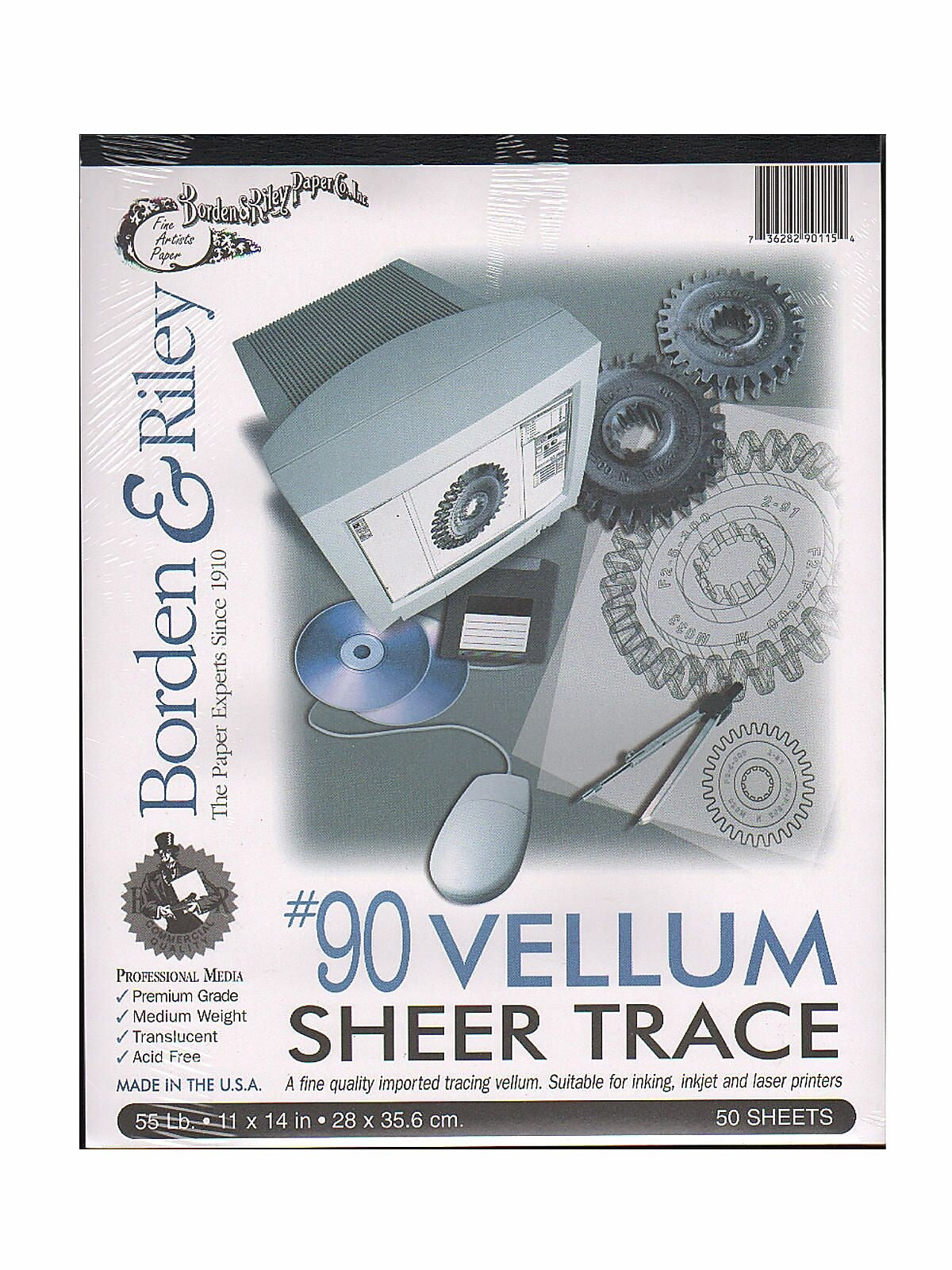 Borden And Riley #90 55 Lb Vellum 11 In. X 14 In. Pad