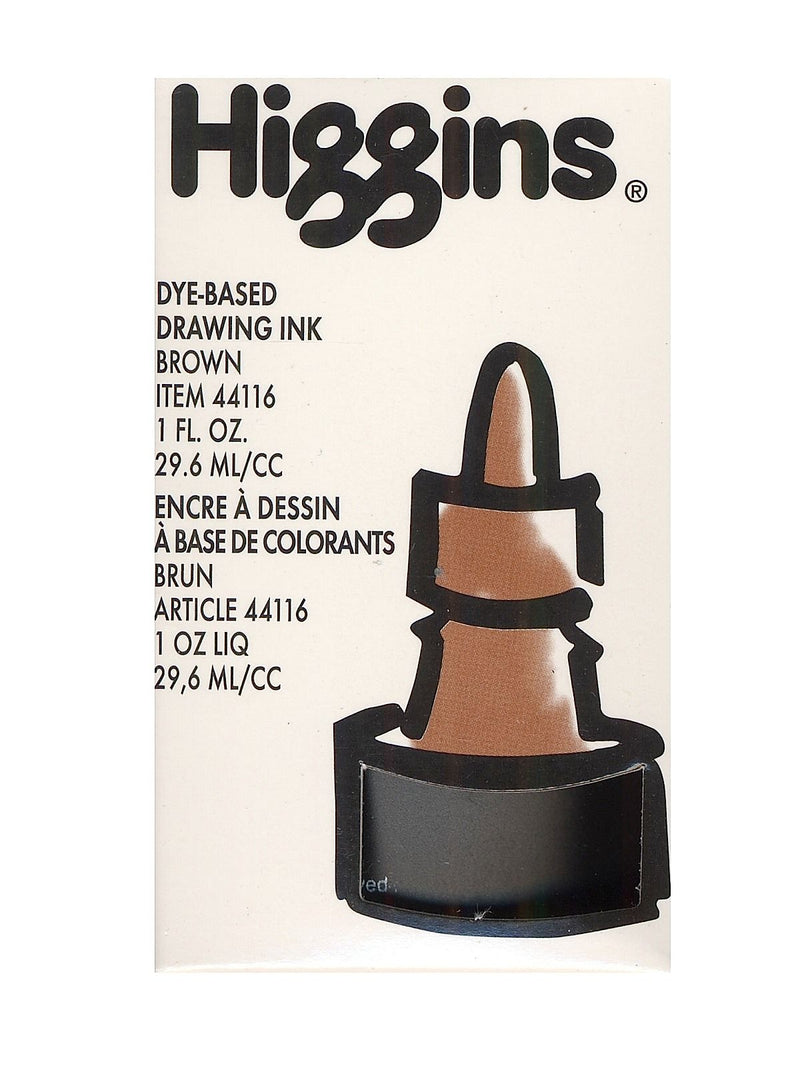 Higgins Dye-Based Drawing Ink, Brown / Non-Waterproof 1 oz. [Pack of 4]
