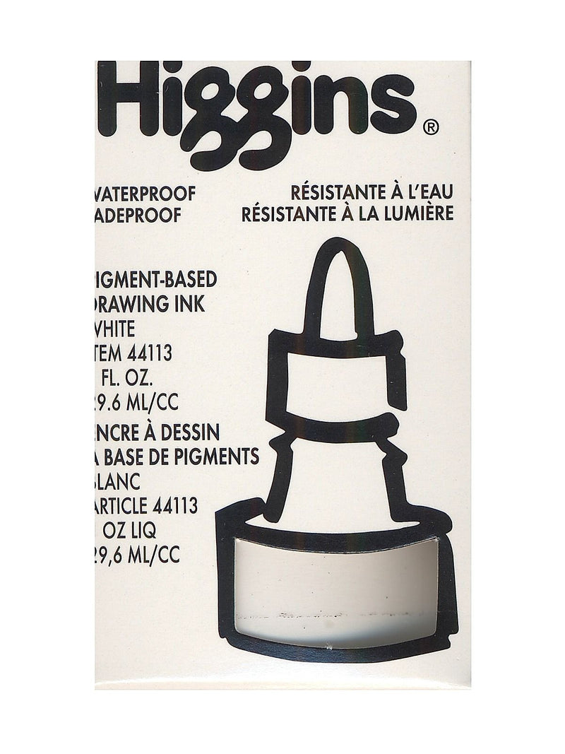 Higgins Dye-Based Drawing Ink, White Pigment-Based / Waterproof 1 oz. [Pack of 4]