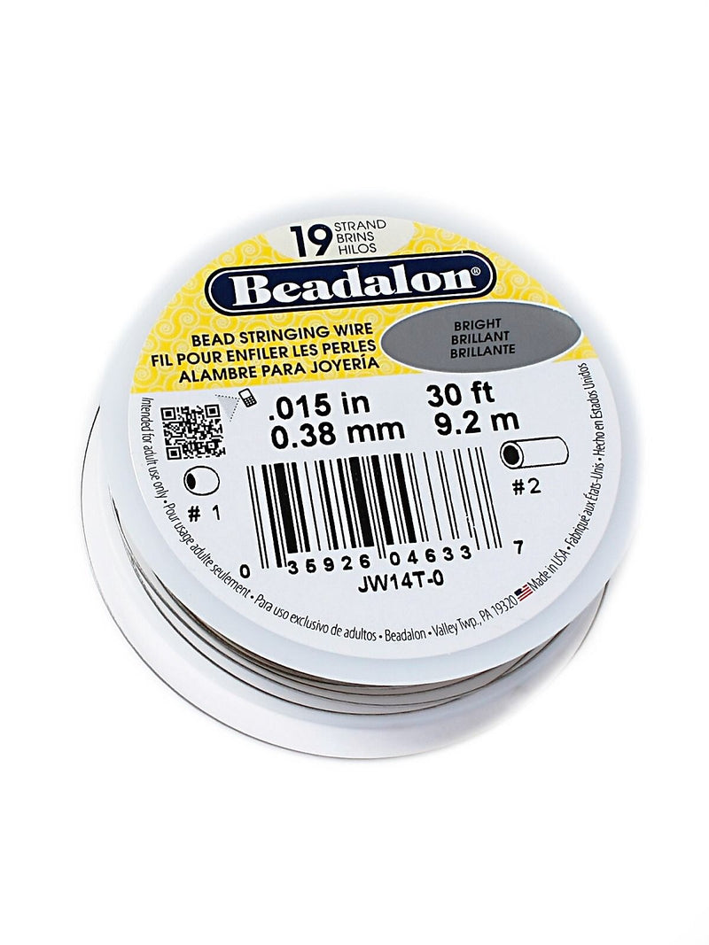 Beadalon 19 Strand Bead Stringing Wire Bright .015 In. (0.38 Mm) 30 Ft. Spool [Pack Of 2]