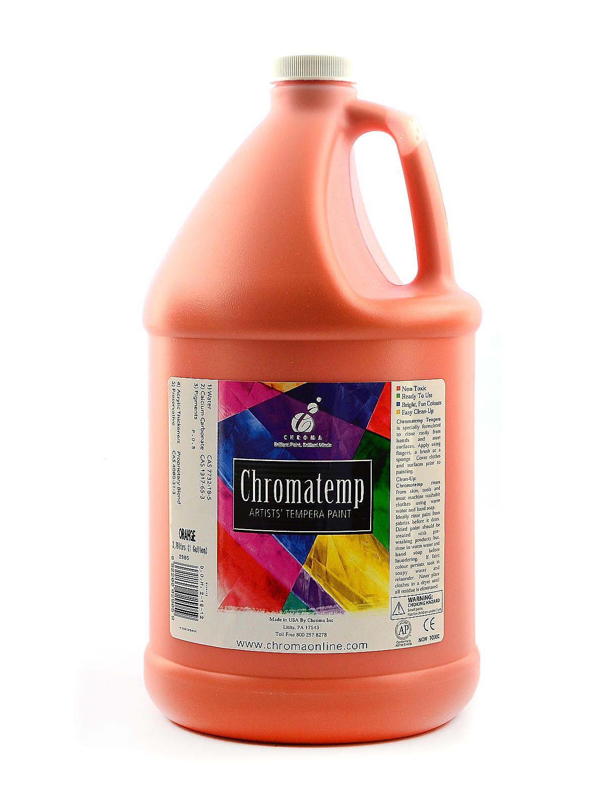 Chroma Inc. Chromatemp Artists' Tempera Paint, Orange, Gallon (21018)