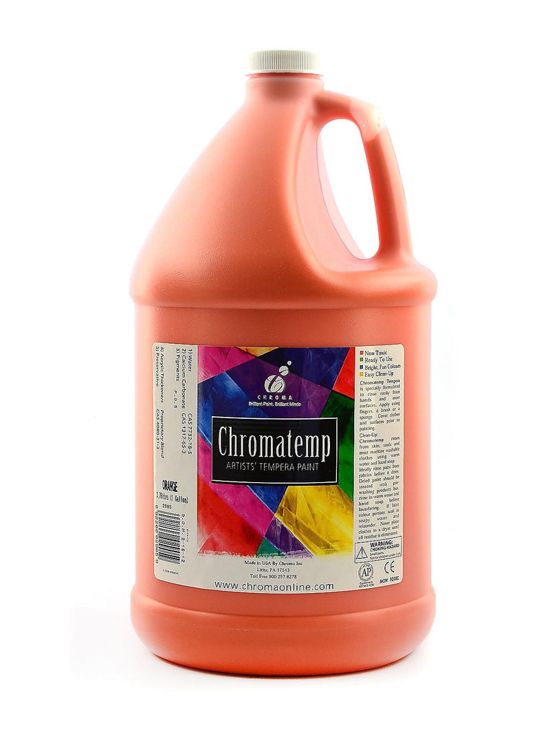 Chroma Inc. Chromatemp Artists' Tempera Paint, Orange, Gallon (21018)