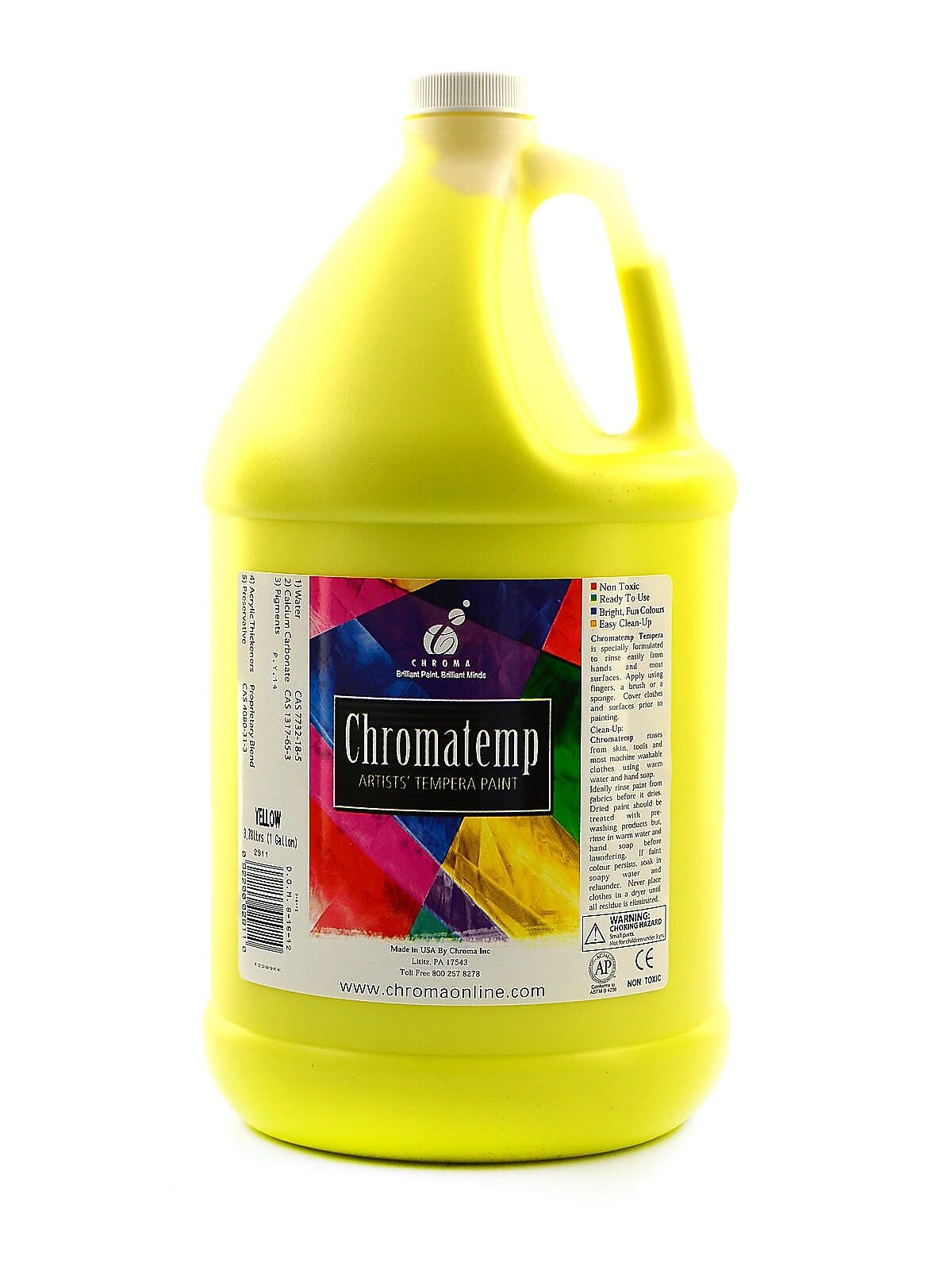 Chroma Inc. Chromatemp Artists' Tempera Paint, Yellow, Gallon (67800)