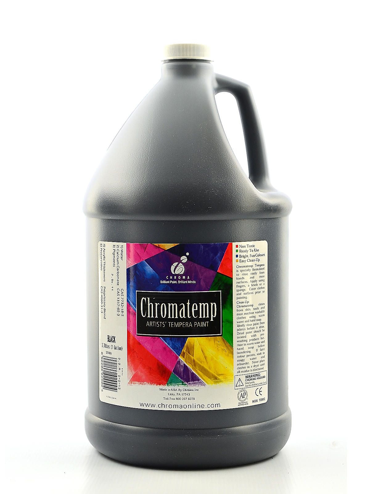 Chroma Inc. Chromatemp Artists' Tempera Paint, Black, Gallon (70064)