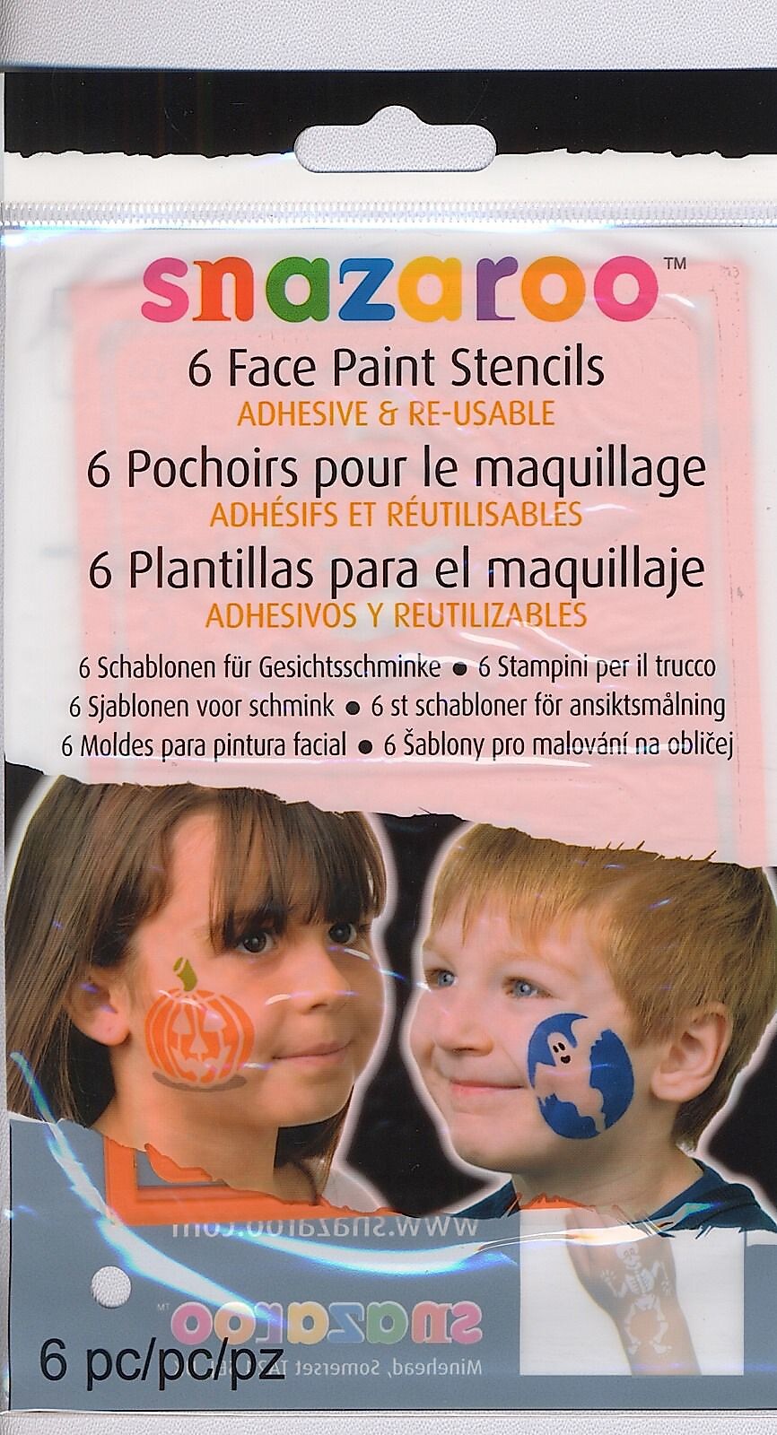 Snazaroo Face Paint Stencils, Halloween, 6/Set, 2/Pack (01889-Pk2)