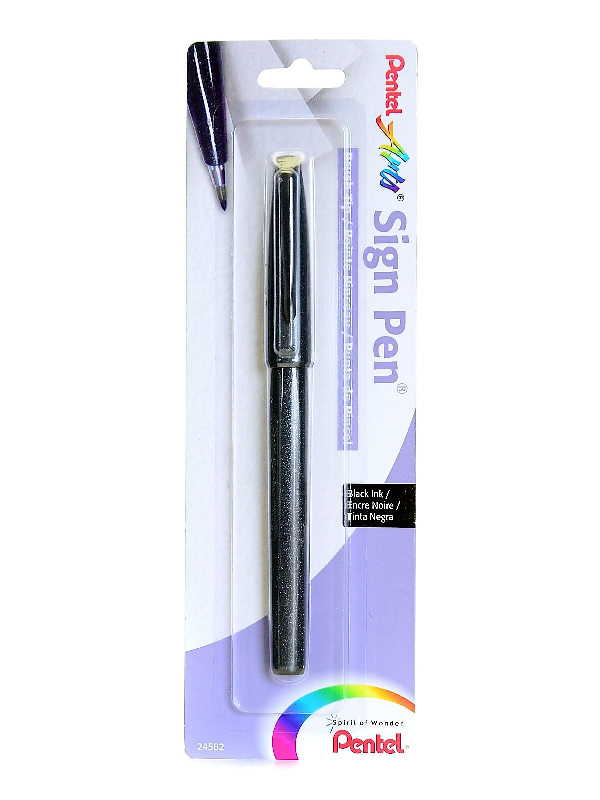 Pentel Sign Pen, Brush Tip, Black, 6/Pack (14069-PK6)