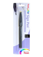 Pentel Sign Pen, Brush Tip, Black, 6/Pack (14069-PK6)