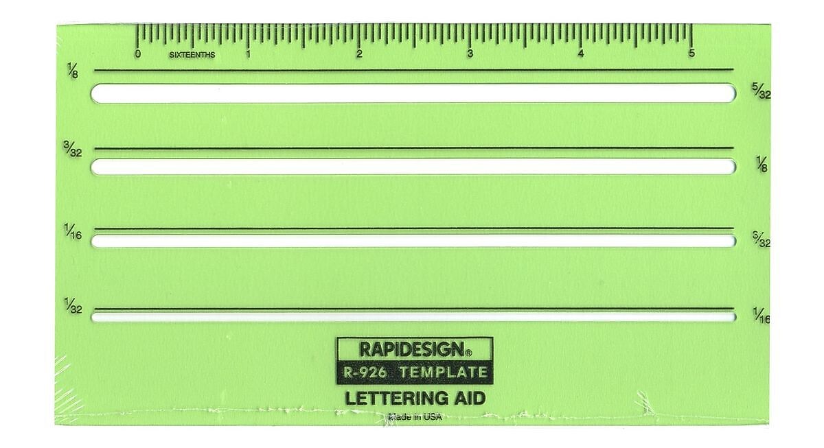 Chartpak Rapidesign Lettering Guides Lettering Aid 1/16 In. , 3/32 In. , 1/8 In. , 5/32 In.