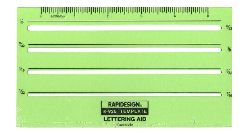 Chartpak Rapidesign Lettering Guides Lettering Aid 1/16 In. , 3/32 In. , 1/8 In. , 5/32 In.