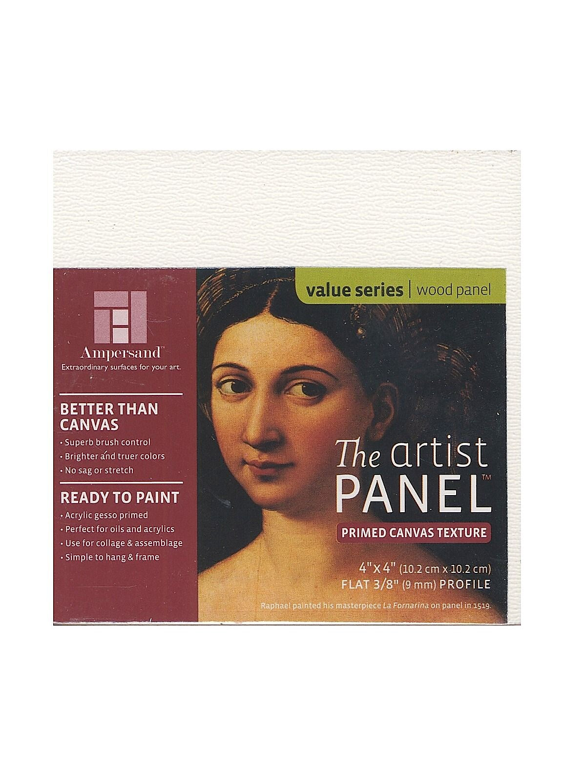 Ampersand The Artist Panel White Wood Canvas Panel, 4" x 4", 4/Pack (22001-PK4)