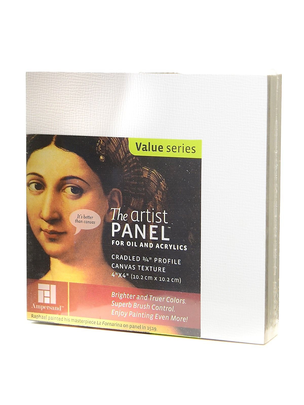 Ampersand The Artist Panel White Wood Canvas Panel, 4" x 4", 4/Pack (22034-PK4)