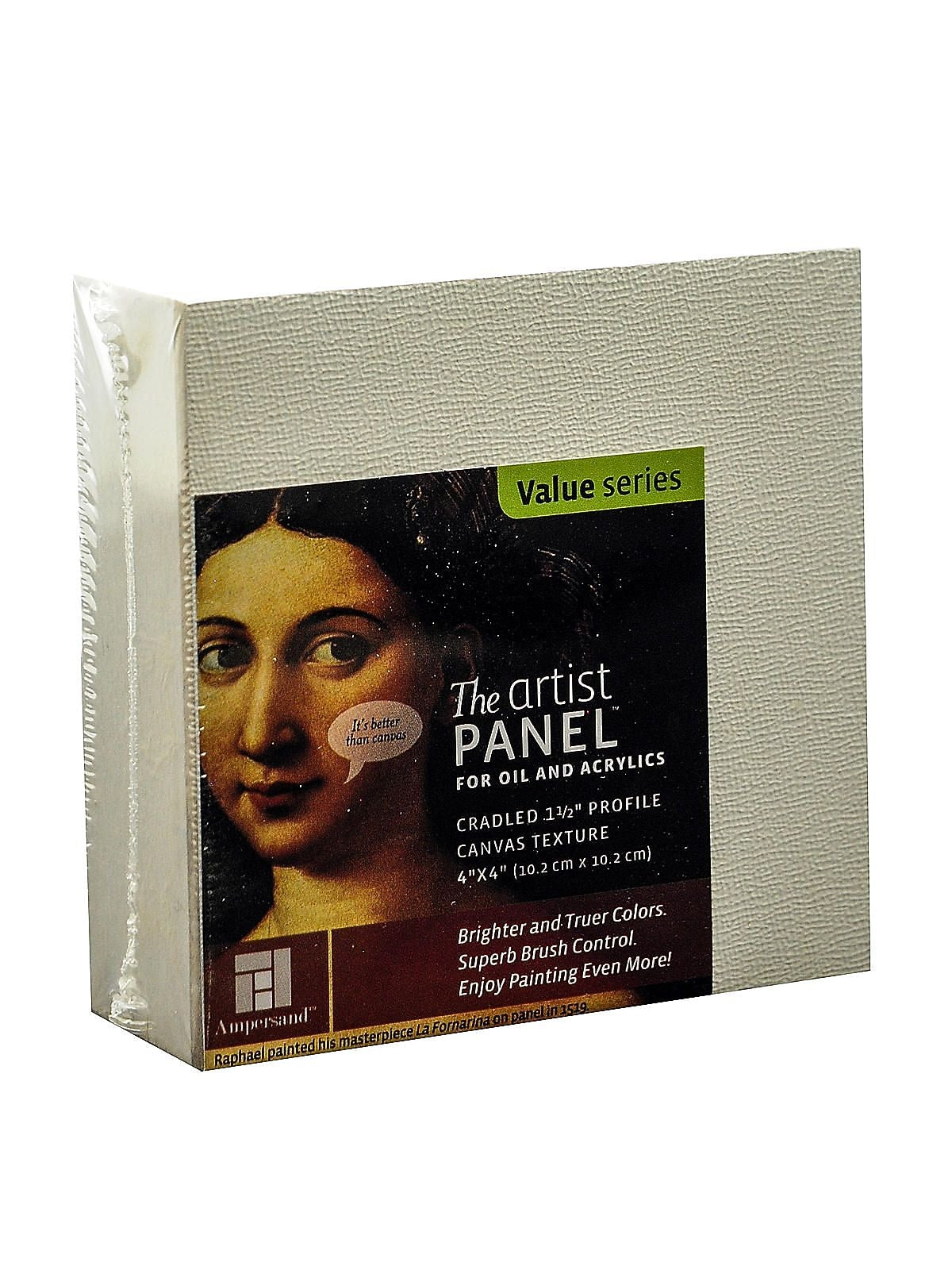 Ampersand The Artist Panel White Wood Canvas Panel, 4" x 4", 2/Pack (22073-PK2)