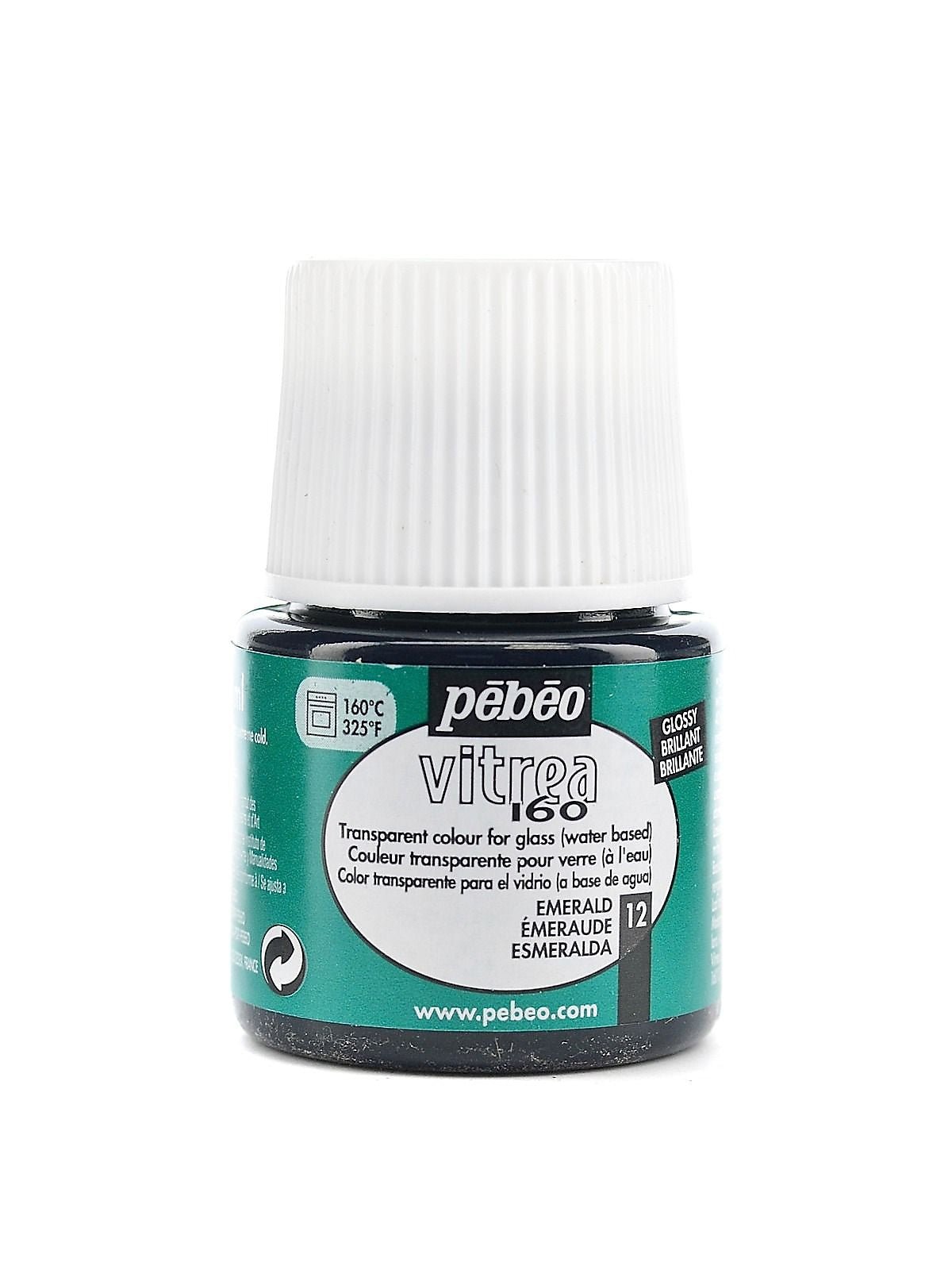 Pebeo Vitrea 160 Glass Paint Emerald Gloss 45 Ml [Pack Of 3]