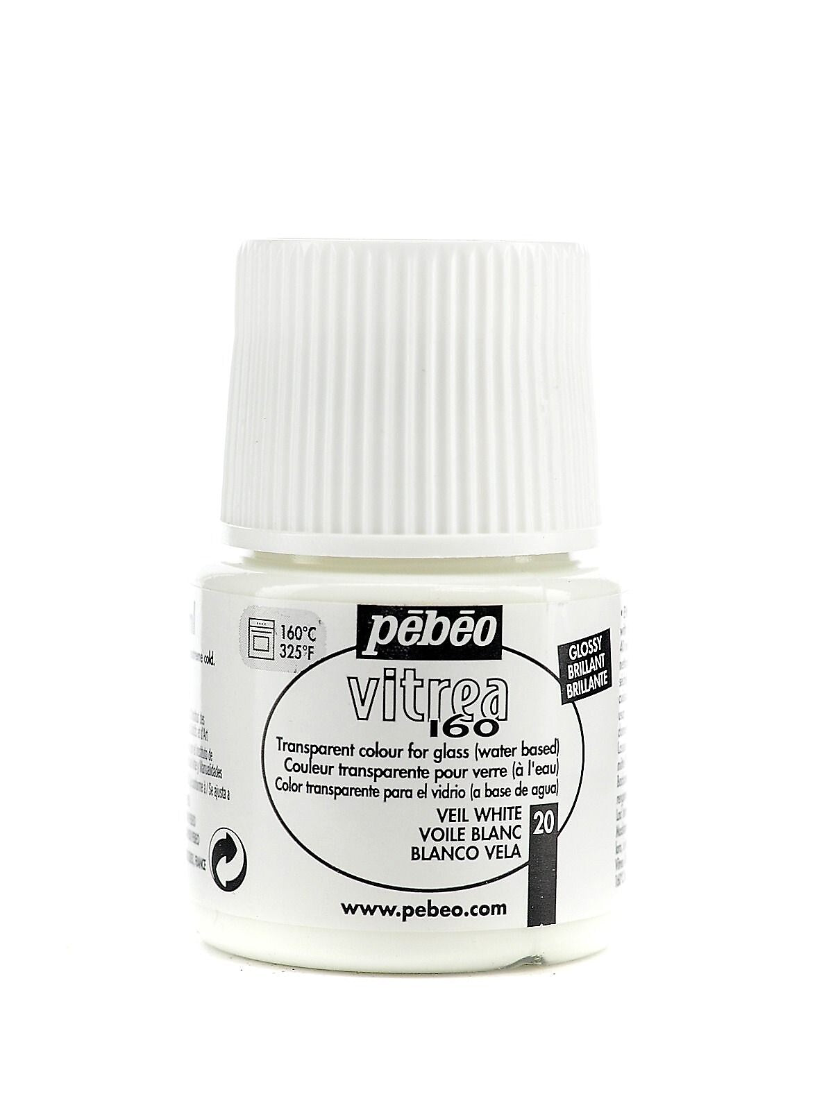 Pebeo Vitrea 160 Glass Paint Veil White Gloss 45 Ml [Pack Of 3]