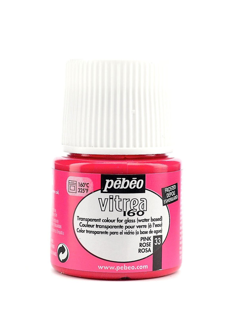 Pebeo Vitrea 160 Glass Paint Pink Frosted 45 Ml [Pack Of 3]