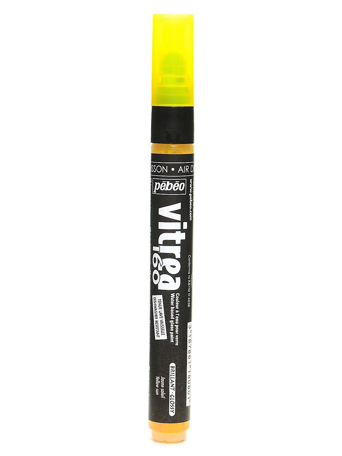 Pebeo Vitrea 160 Markers, Bullet Tip, Sun Yellow Gloss, 3/Pack (90597)