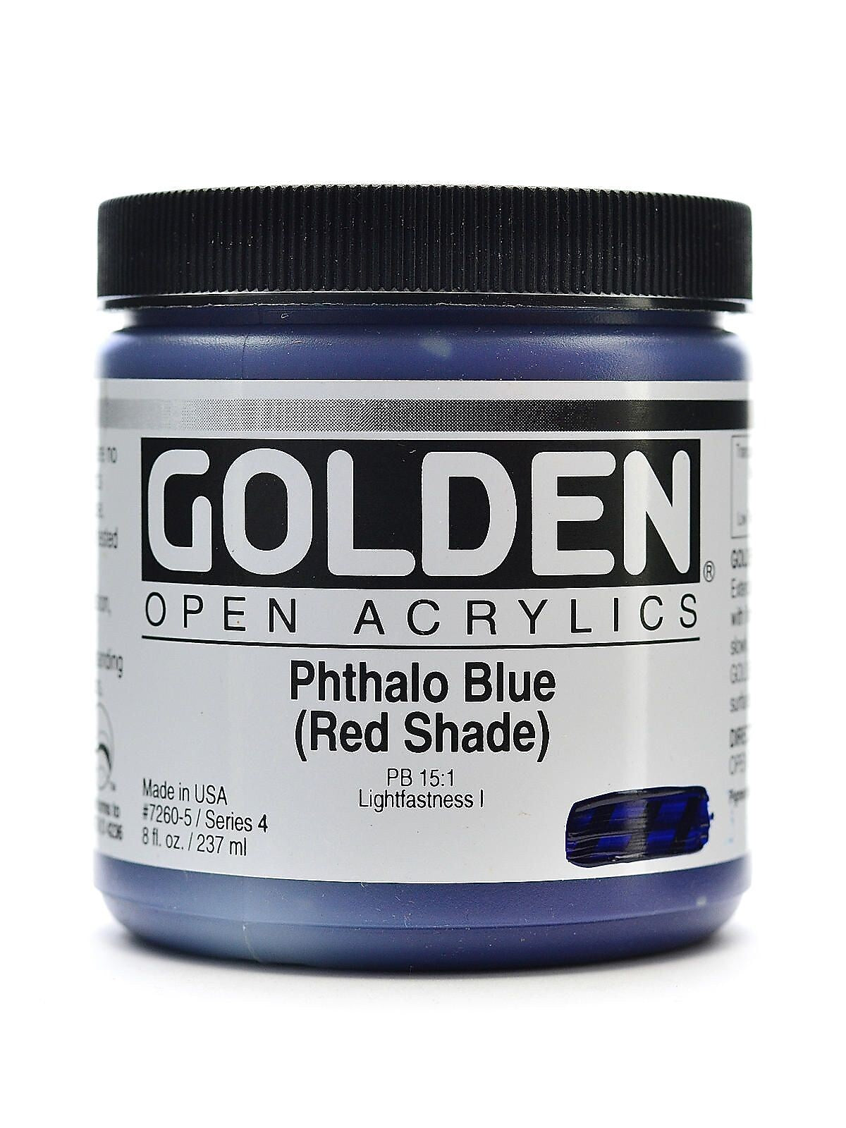 Golden Open Acrylic Colors, Phthalo Blue, Red Shade, 8Oz Jar (59858)