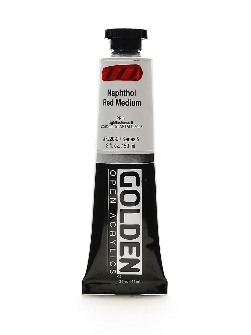 Golden Open Acrylic Colors, Naphthol Red Medium, 2Oz Tube (93610)