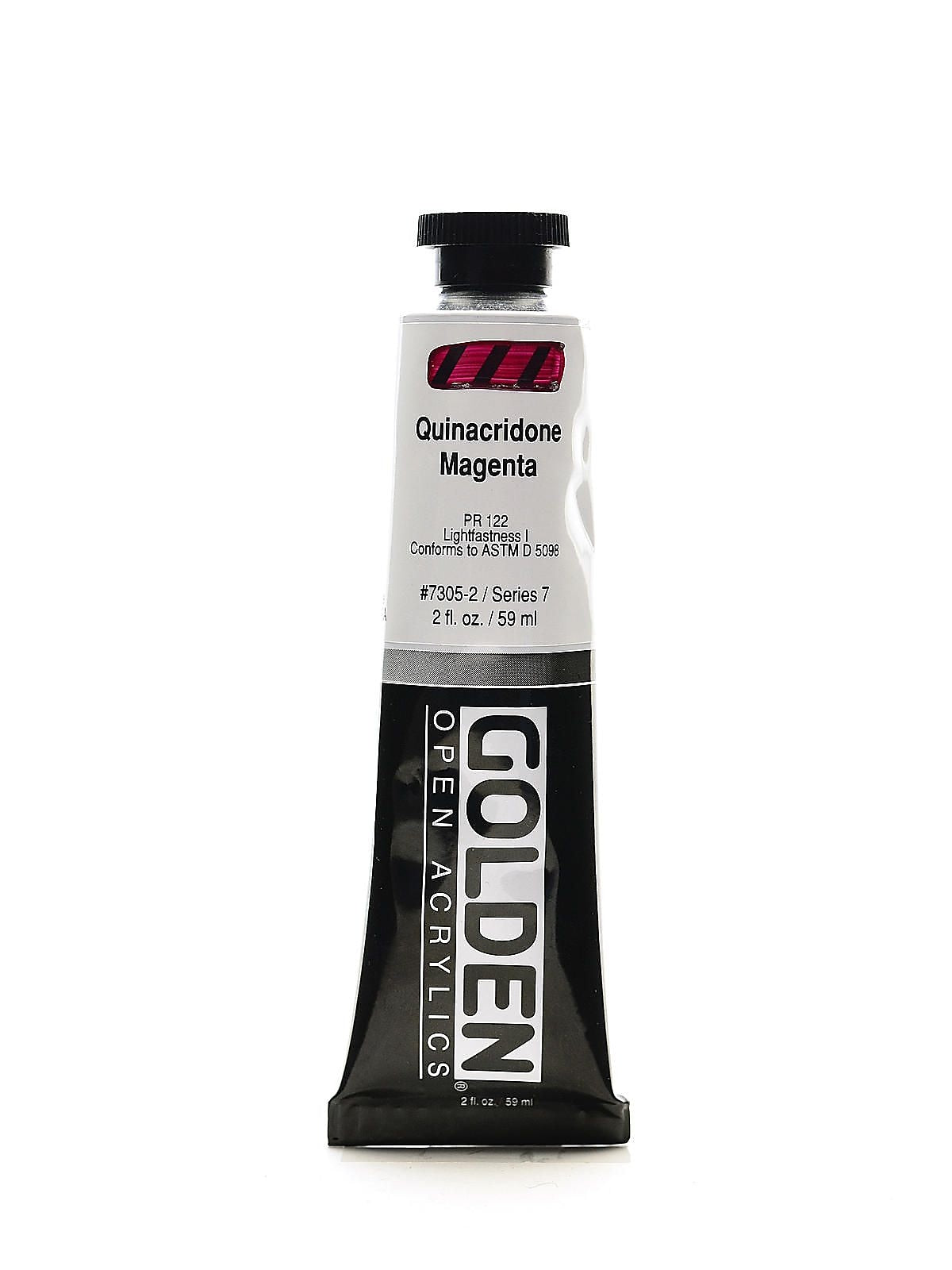 Golden Open Acrylic Colors, Quinacridone Magenta 2Oz Tube (93617)