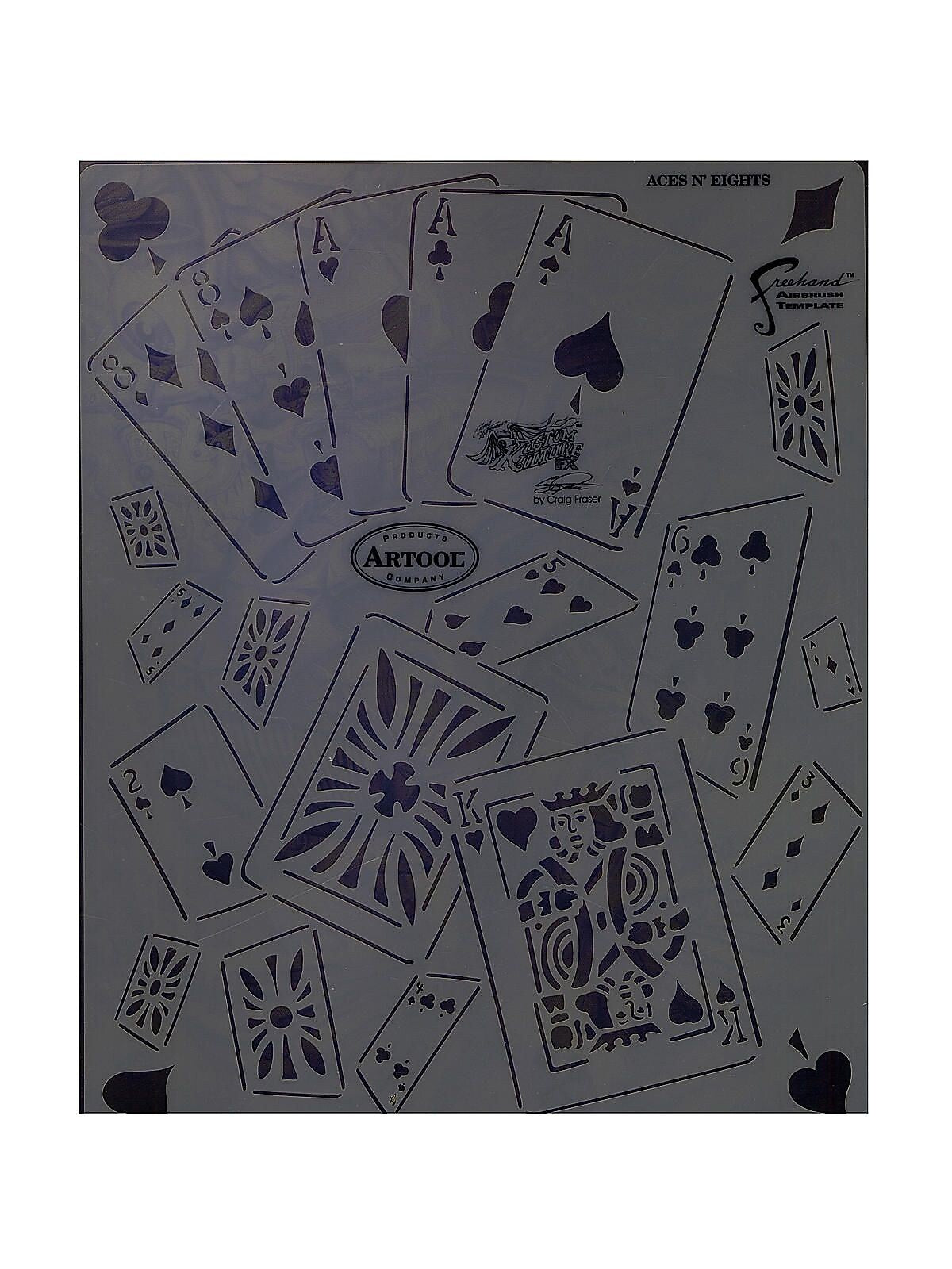 Artool Kustom Kulture Freehand Airbrush Template Aces N' Eights By Craig Fraser, 8" x 10", Clear (61911)