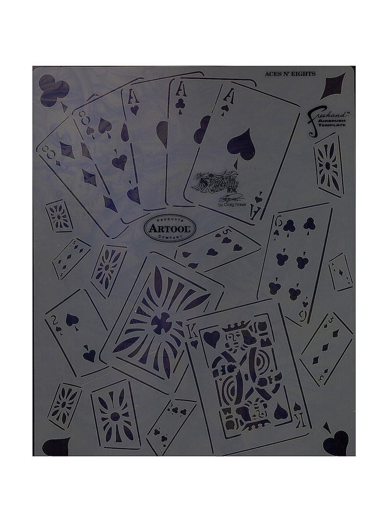 Artool Kustom Kulture Freehand Airbrush Template Aces N' Eights By Craig Fraser, 8" x 10", Clear (61911)