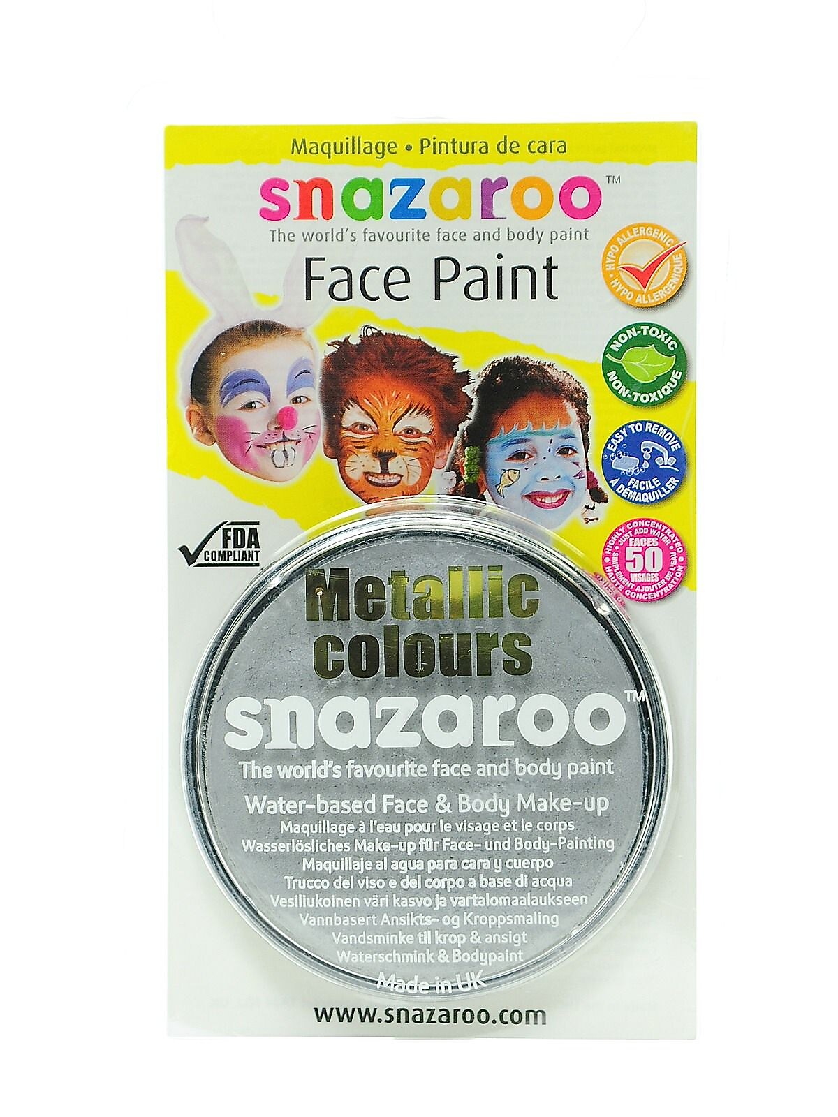 Snazaroo Face Paint Colors Metallic Silver