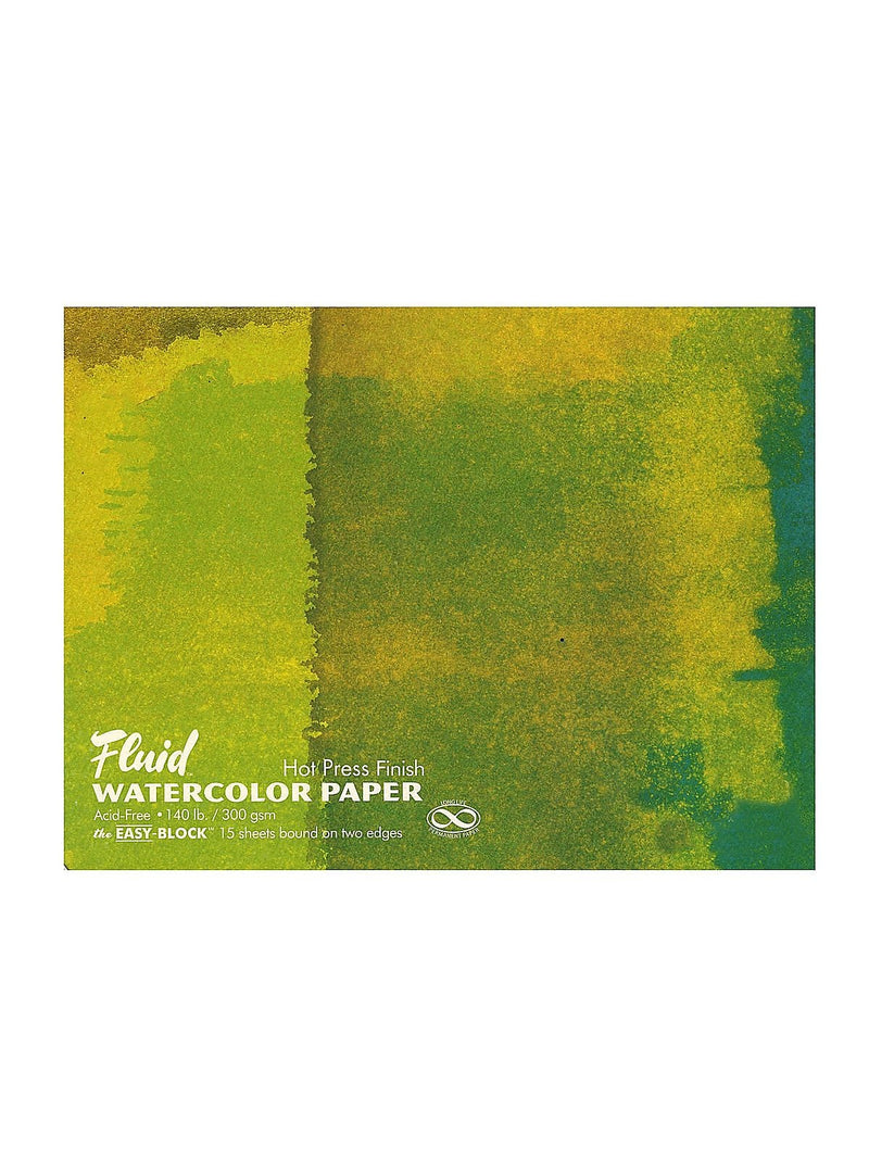Global Art Fluid Hot Press Watercolor Paper, Block 16" X 20", 15 Sheets (5315)