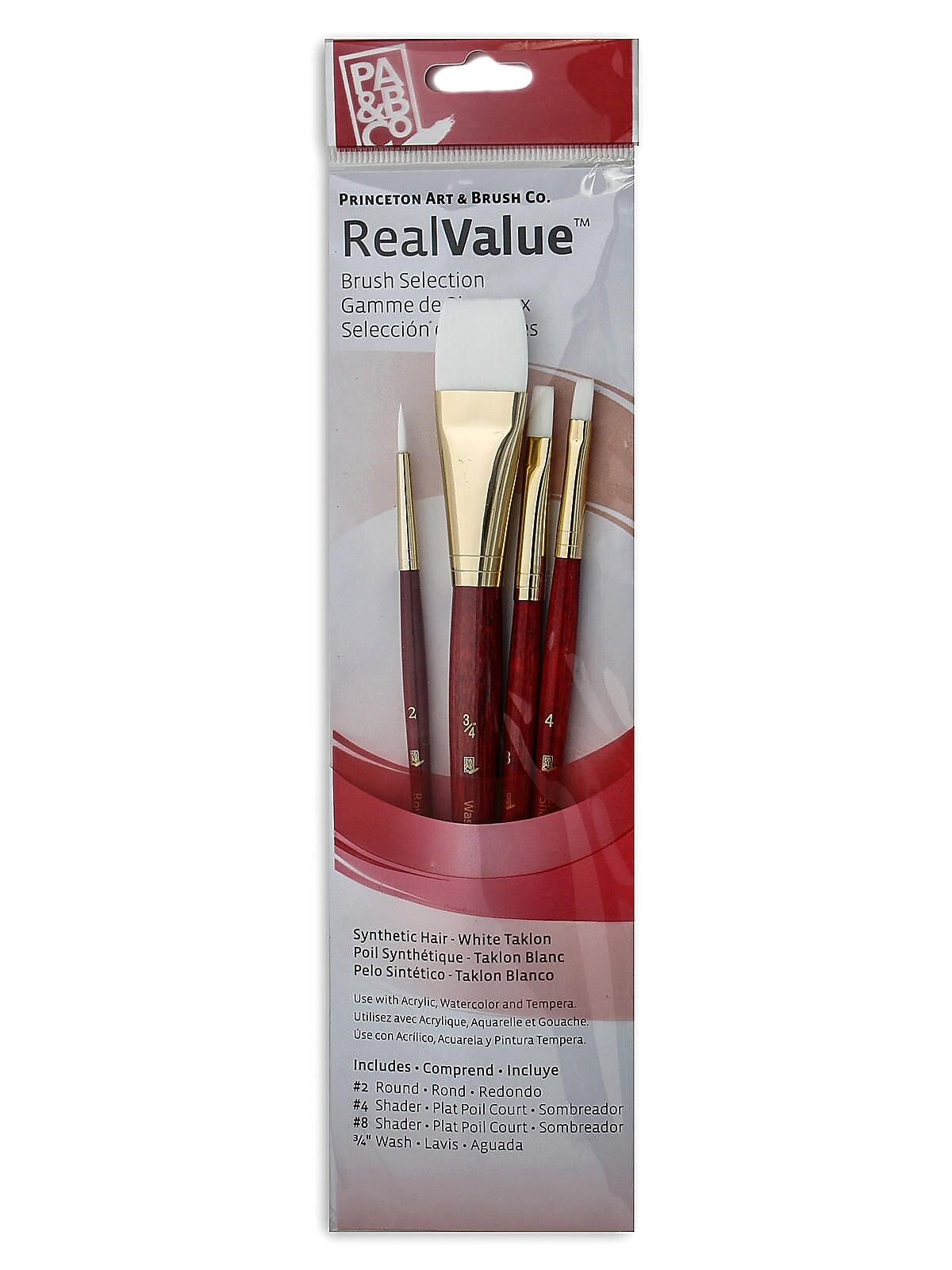 Princeton Real Value Series 9000 Red Short Handled Brush Sets 9125 Set Of 4