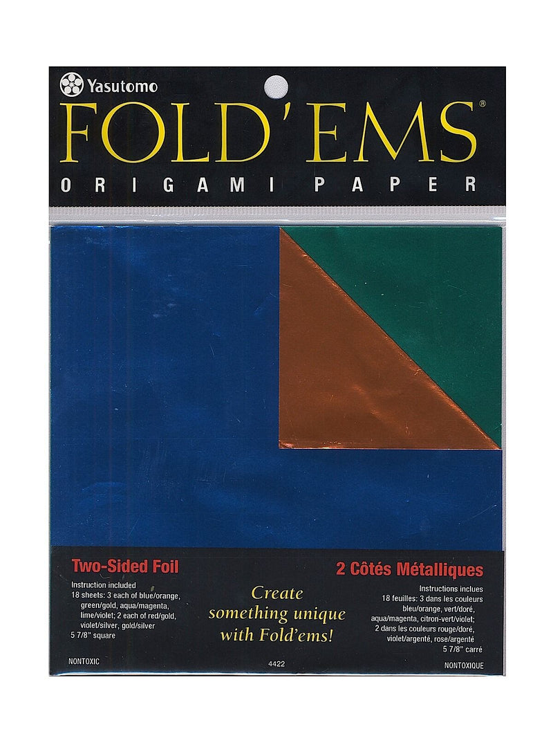 Yasutomo Fold'Ems Origami Paper Two-Sided, Foil/Solid, 5 7/8", 3/Pack (36570-Pk3)
