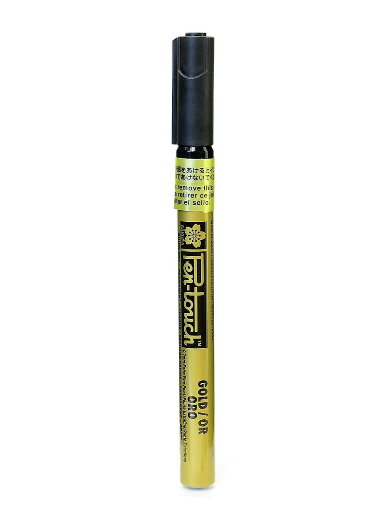 Sakura Pen-Touch Marker, 0.7mm Extra Fine Point, Gold, 4/Pack (16909-PK4)
