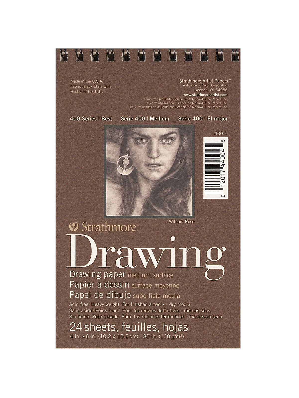 Strathmore 400 Series 4" x 6" Wire Bound Drawing Sketch Pad, 24 Sheets/Pad, 8/Pack (40557-PK8)