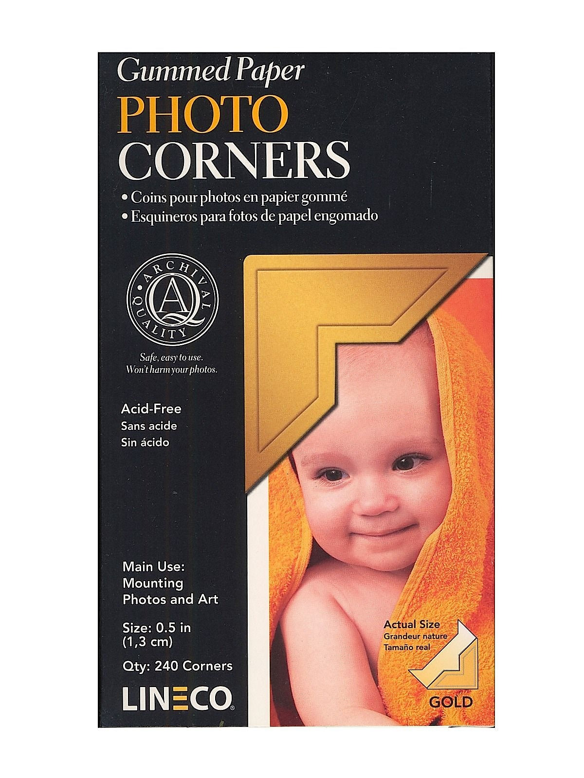 Lineco Scrapbooking Infinity Paper Gold Photo Corners, 2/Pack (20649-Pk2)