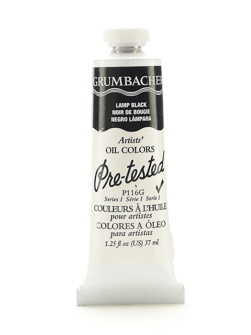 Grumbacher Pre-Tested Artists Oil Colors Lamp Black P116 1.25 Oz., 2/Pk