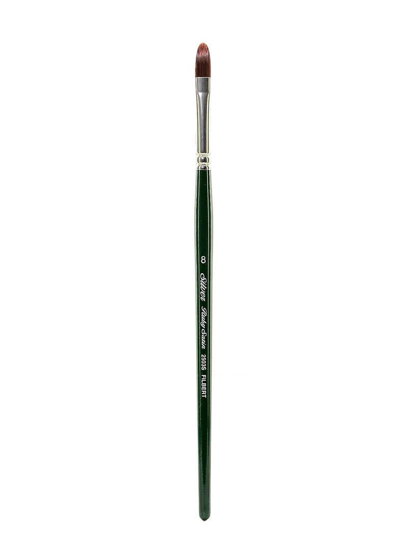 Silver Brush Ruby Satin Series Synthetic Brushes Short Handle 8 Filbert 2503S