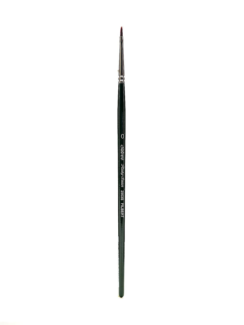 Silver Brush Ruby Satin Series Synthetic Brushes Short Handle 0 Filbert 2503S