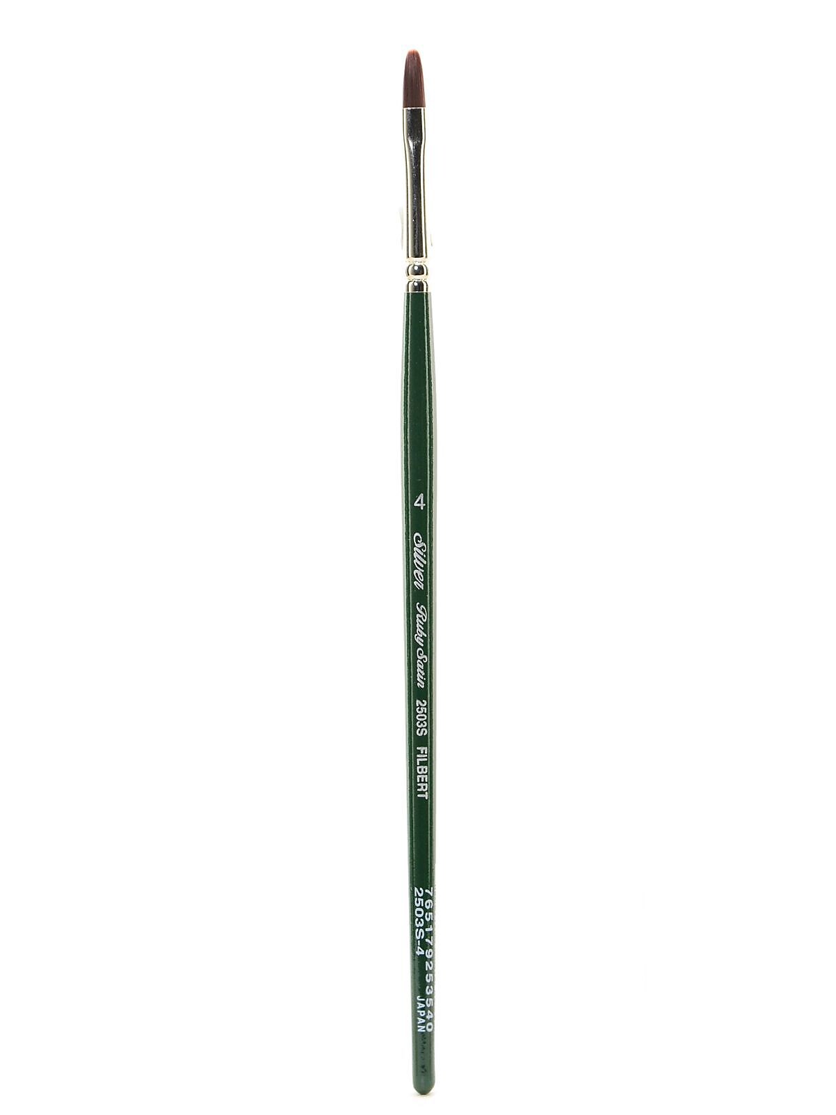 Silver Brush Ruby Satin Series Synthetic Brushes Short Handle 4 Filbert 2503S
