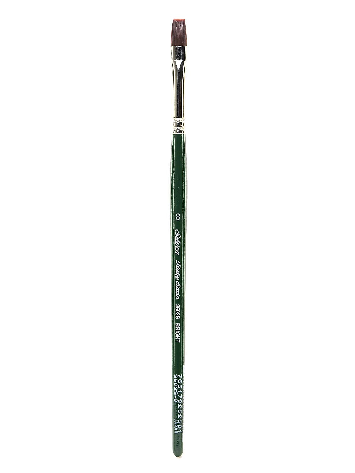 Silver Brush Ruby Satin Series Synthetic Brushes Short Handle 8 Bright 2502S