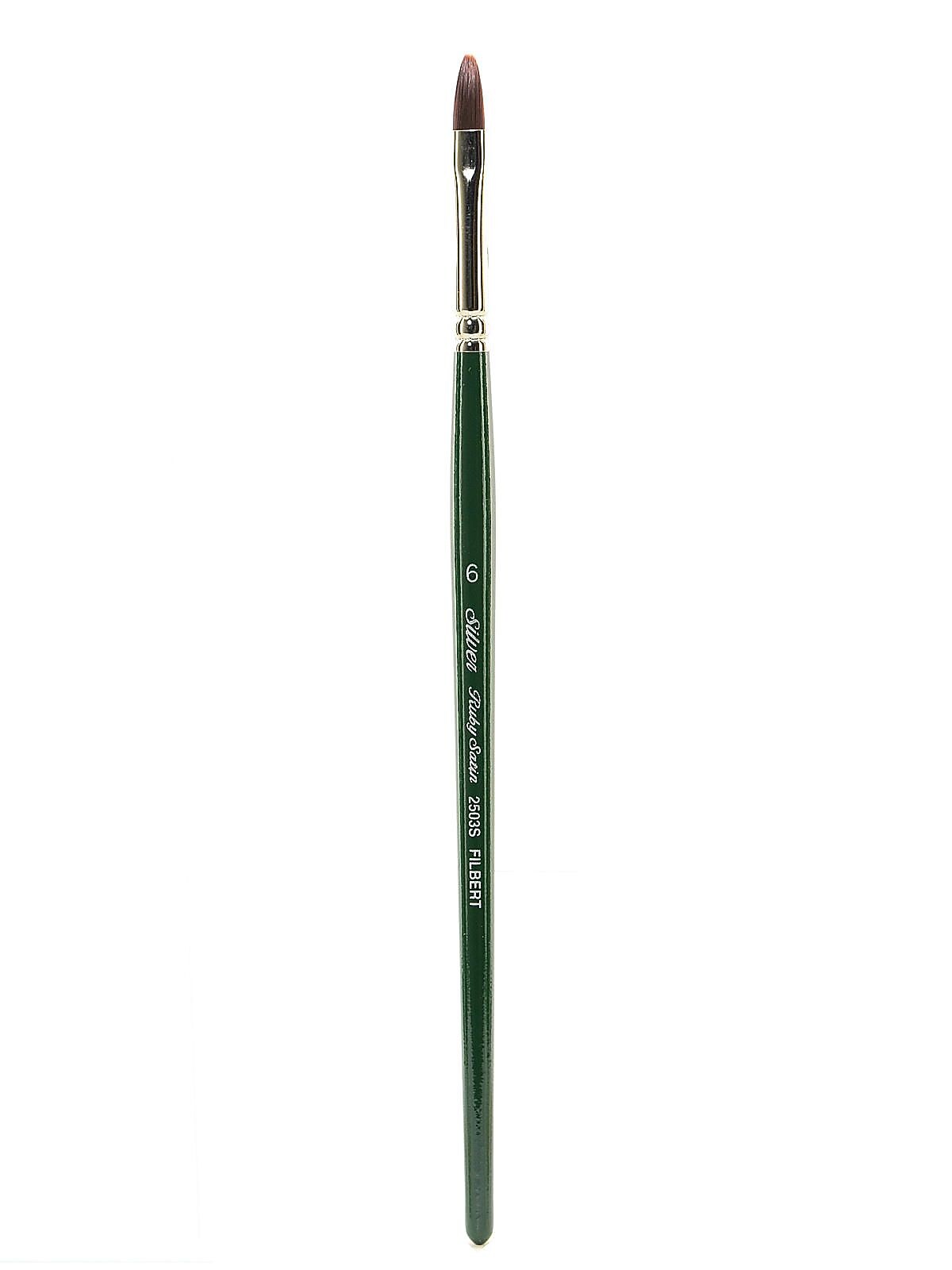 Silver Brush Ruby Satin Series Synthetic Brushes Short Handle 6 Filbert 2503S