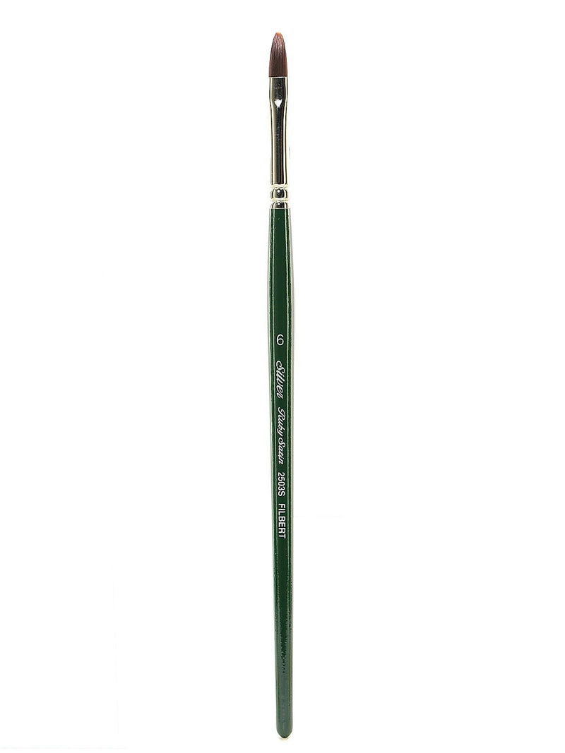 Silver Brush Ruby Satin Series Synthetic Brushes Short Handle 6 Filbert 2503S