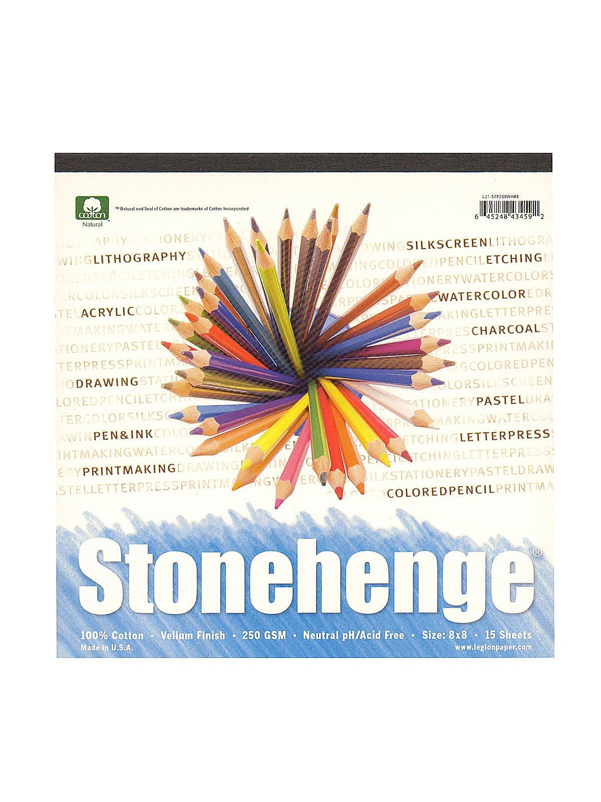 Rising Stonehenge 8" x 8" Tape Bound Drawing Sketch Pad, 15 Sheets/Pad (75243)